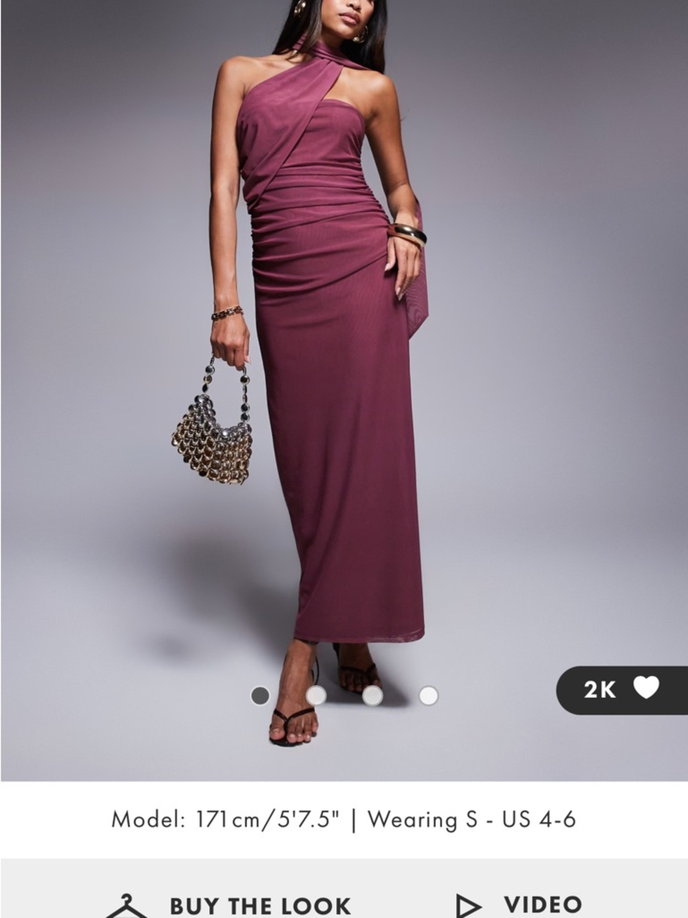 ASOS One-Shoulder Midi Dress in Dusty Plum